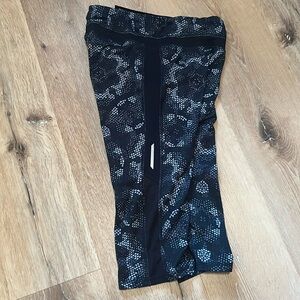 Champion Duo Dry Womens Capri Leggings Turquoise Black Stretch Workout Small